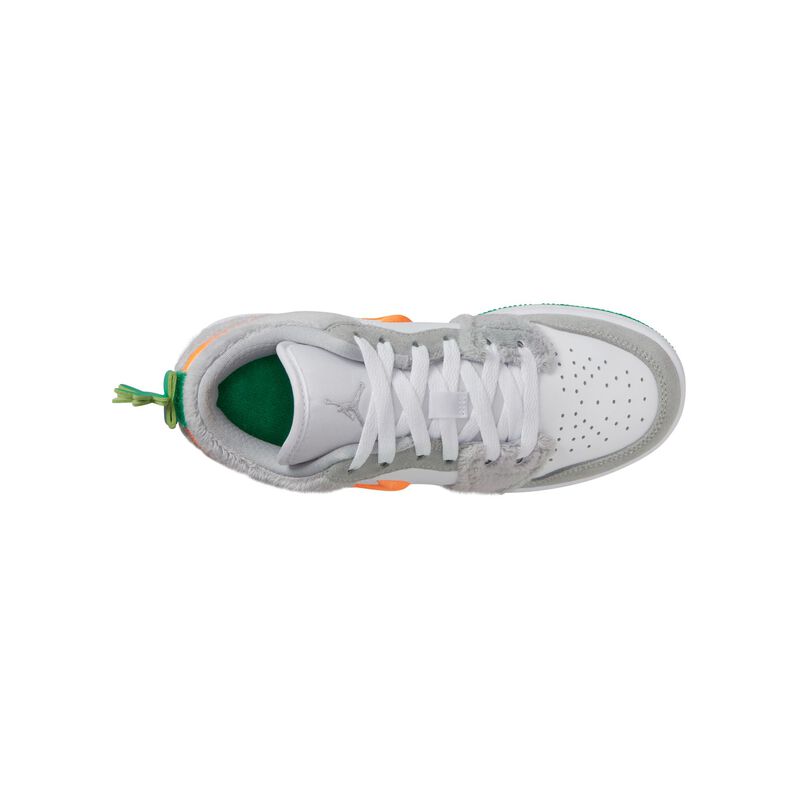 Air Jordan 1 Low SE, Gris humo claro/Blanco/Verde estadio/Naranja total, hi-res