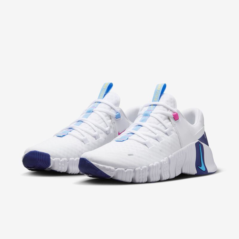 Nike Free Metcon 5, Blanco/Rosa Feroz/Azul Real/Azul Acuario, hi-res