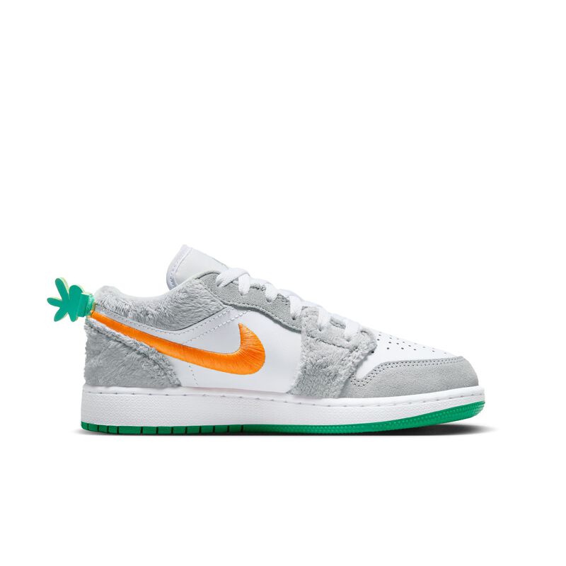 Air Jordan 1 Low SE, Gris humo claro/Blanco/Verde estadio/Naranja total, hi-res