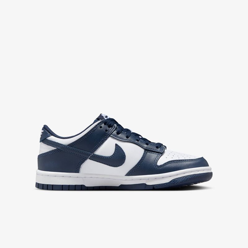 Nike Dunk Low, Blanco/Blanco/Azul Marino Medianoche, hi-res