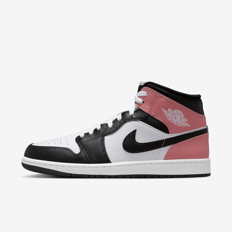 Air Jordan 1 Mid, Blanco/Rosa Óxido/Negro, hi-res