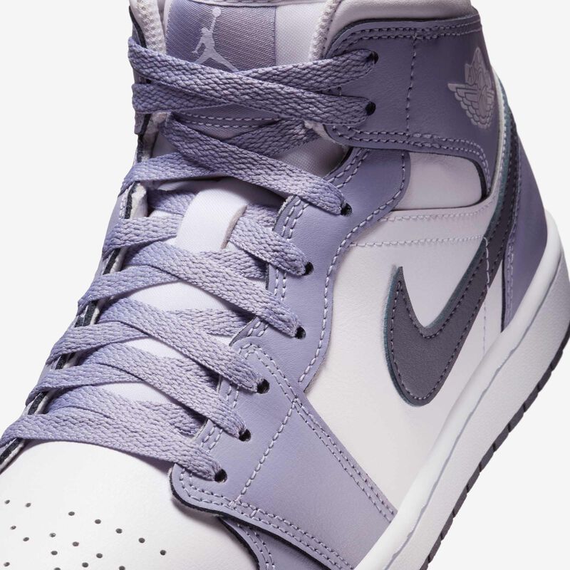 Air Jordan 1 Mid, Blanco/Índigo Neblina/Gris Azul Oscuro, hi-res