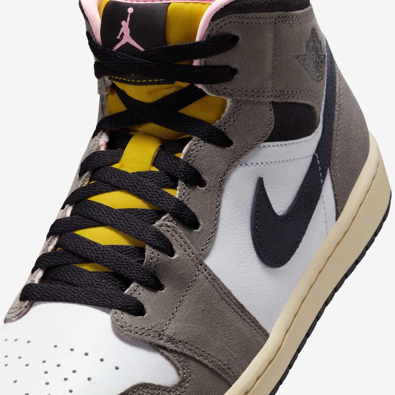Air Jordan 1 Mid SE, Blanco/Cueva/Sulfuro oscuro/Gris aceite, hi-res