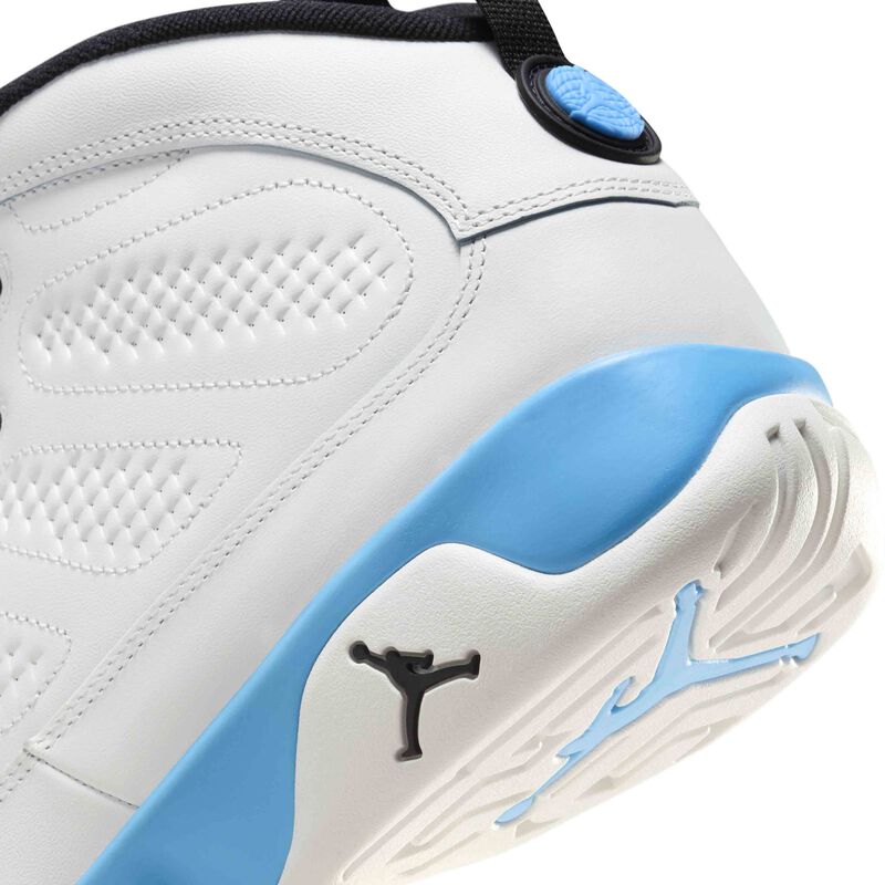 Air Jordan 9 Retro, Blanco Cumbre/Negro/Azul Polvo Oscuro, hi-res