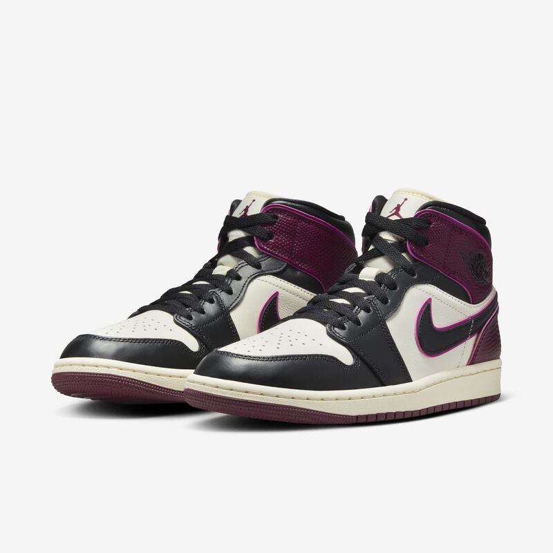 Air Jordan 1 Mid SE, Vela/Negro-Rosa Activo-Bordeos, hi-res