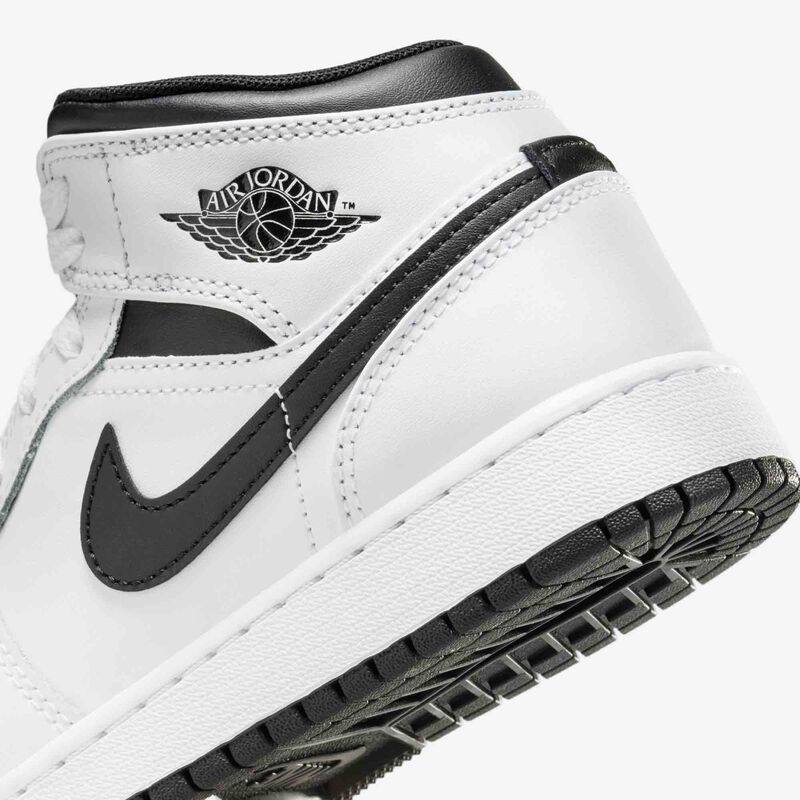 Air Jordan 1 Mid, Blanco/Blanco/Negro/Negro, hi-res