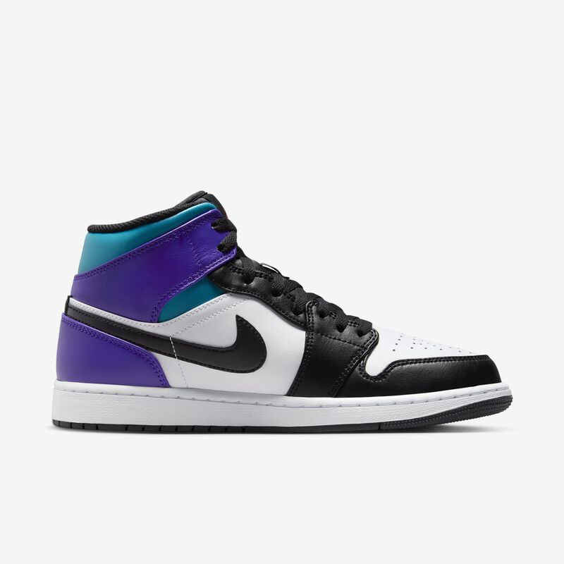 Air Jordan 1 Mid, Blanco/Concordia brillante/Rojo genuino/Negro, hi-res