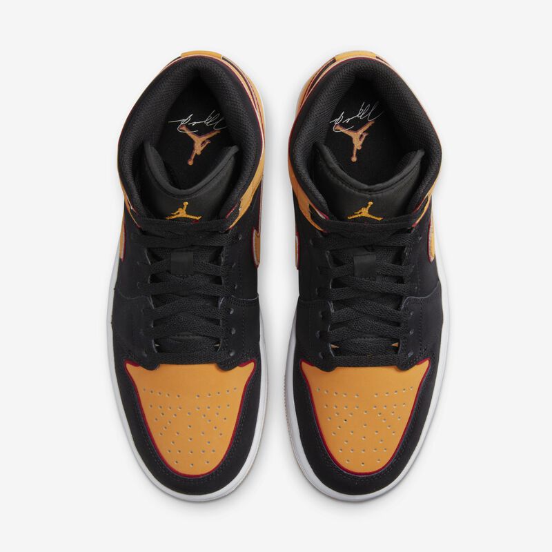 Air Jordan 1 Mid SE, Negro/Rojo cardenal/Blanco/Naranja vivo, hi-res