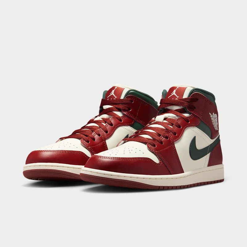 Air Jordan 1 Mid, Vela/Verde Medianoche-Platino Puro-Piedra Roja, hi-res