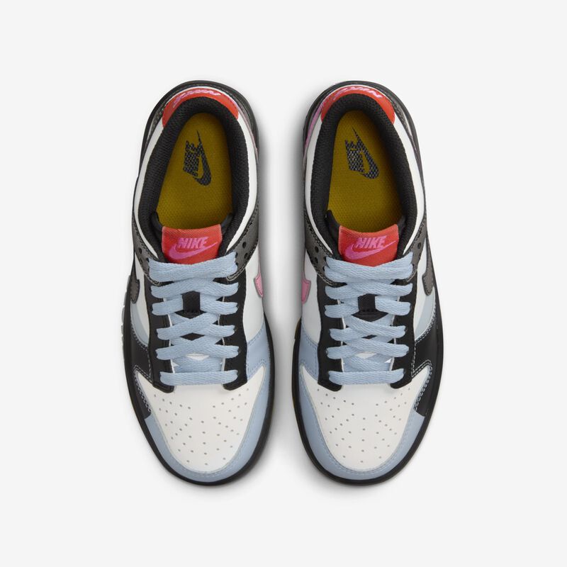 Nike Dunk Low SE, Blanco cumbre/Negro/Rosa Juguetón/Azul Armería Ligero, hi-res