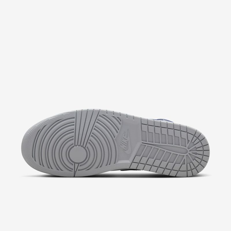 Air Jordan 1 Mid, Blanco/Gris Lobo/Azul Marino Medianoche, hi-res