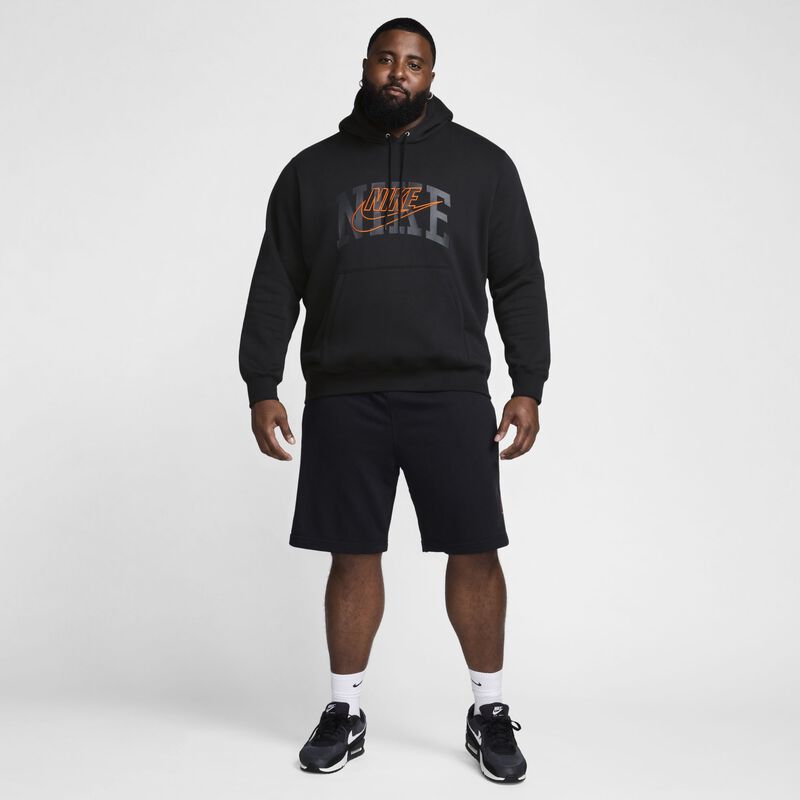 Nike Club Fleece, Negro/Naranja de seguridad, hi-res