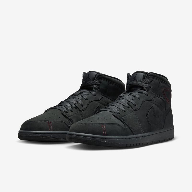 Air Jordan 1 Mid SE Craft, Gris ahumado oscuro/Negro-Rojo Varsity, hi-res