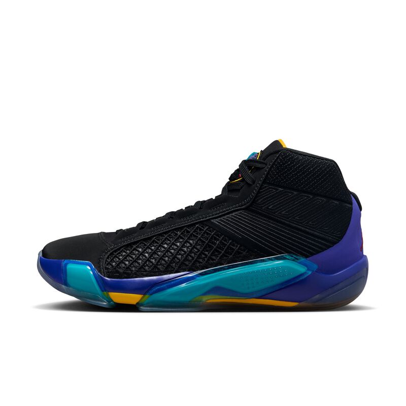 Air Jordan XXXVIII "Aqua", Negro/Concordia brillante/Tono aguamarina/Rojo genuino, hi-res