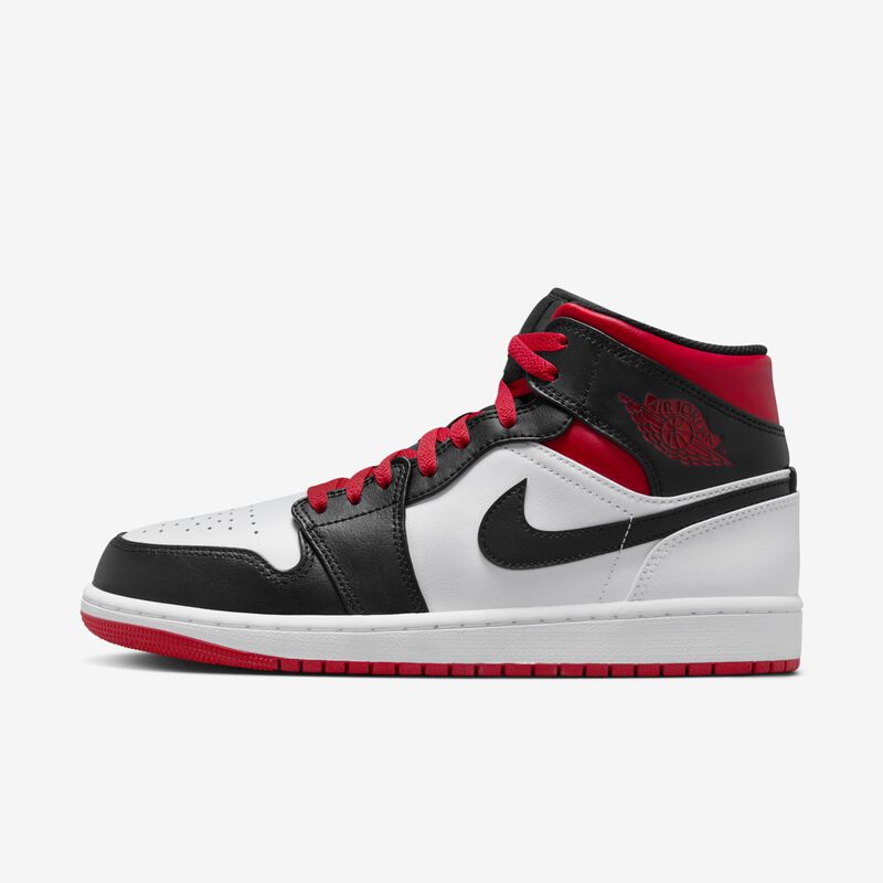 Air Jordan 1 Mid, Blanco/Negro/Rojo gimnasio, hi-res