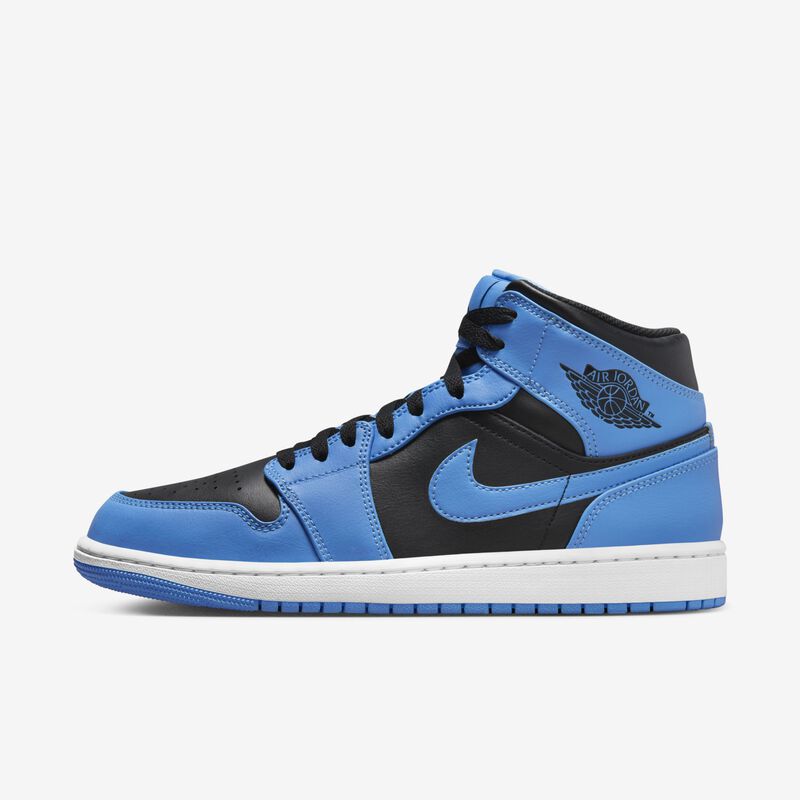 Air Jordan 1 Mid, Azul universitario/Blanco/Negro, hi-res
