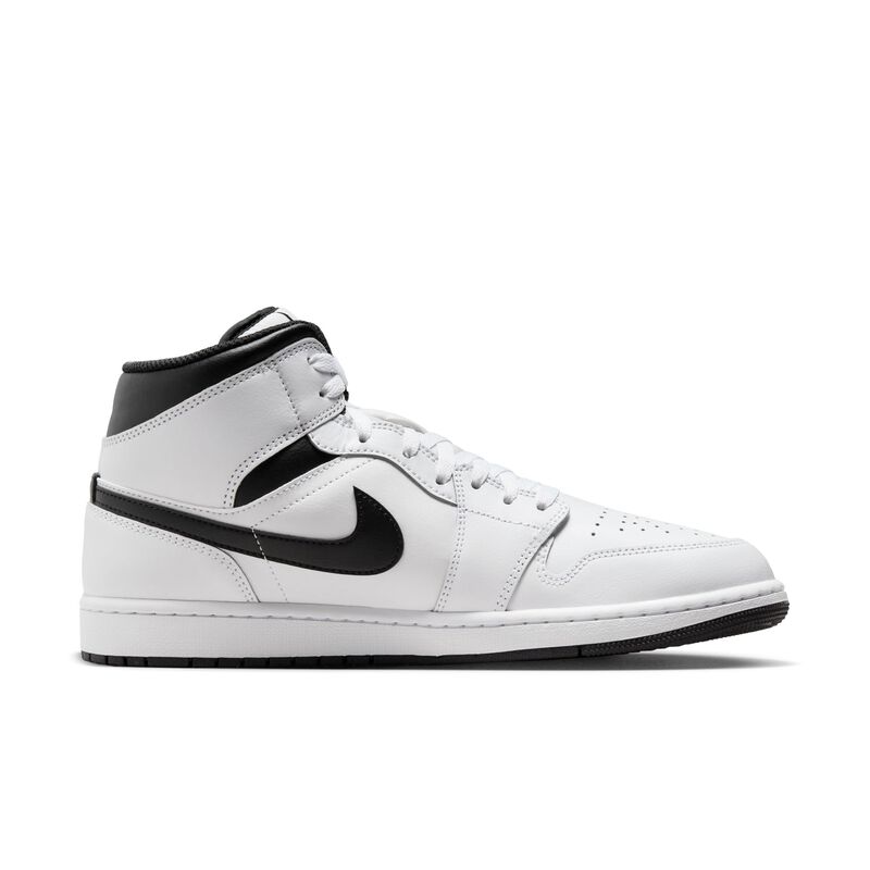 Air Jordan 1 Mid, Blanco/Blanco/Negro/Negro, hi-res
