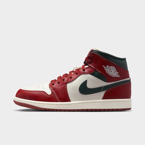 Air Jordan 1 Mid, Vela/Verde Medianoche-Platino Puro-Piedra Roja, hi-res