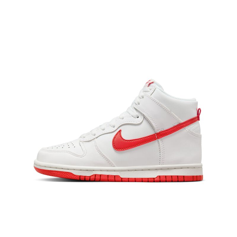 Nike Dunk High, Blanco cumbre/Rojo pista, hi-res
