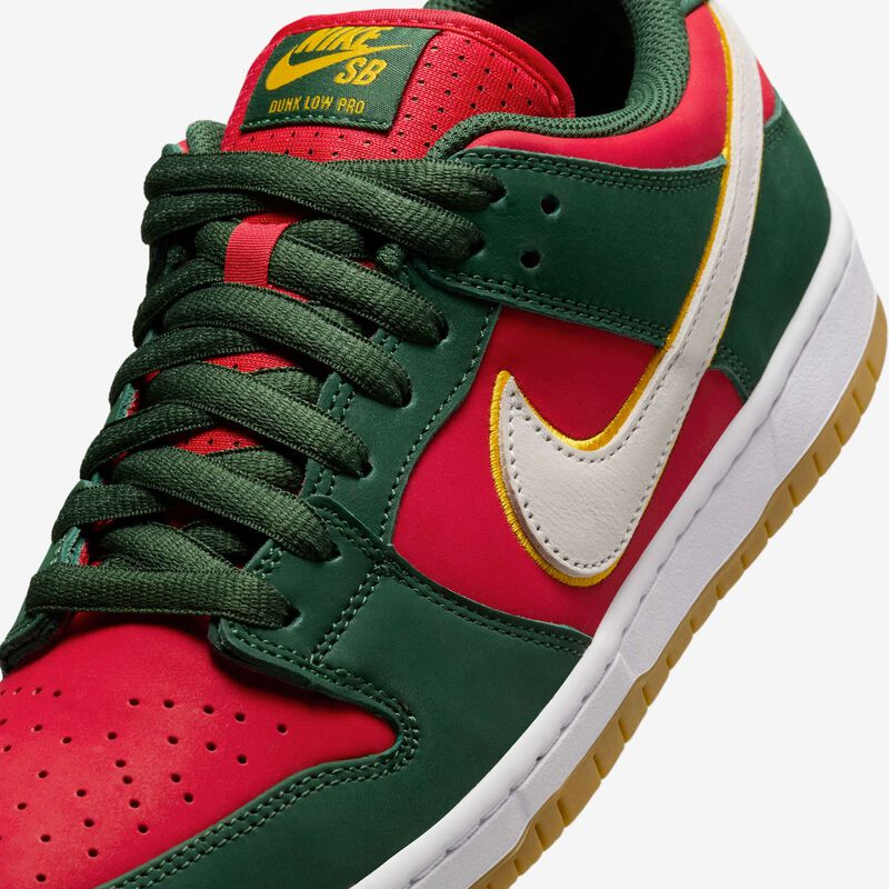 Nike SB Dunk Low Pro Premium, Abeto/Dorado Universitario/Rojo Fuego/Blanco, hi-res