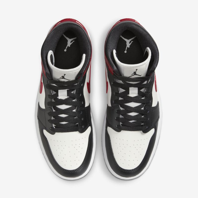 Air Jordan 1 Mid, Vela/Rojo gimnasio-Apagado Noir-Blanco, hi-res