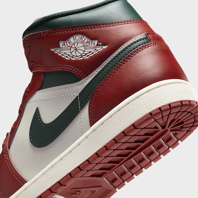 Air Jordan 1 Mid, Vela/Verde Medianoche-Platino Puro-Piedra Roja, hi-res