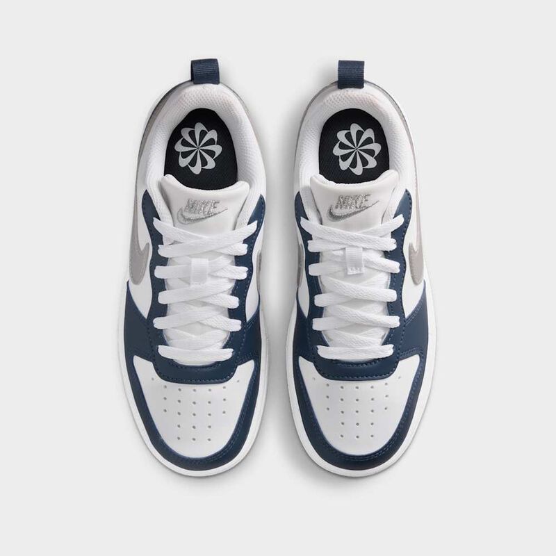 Nike Court Borough Low Recraft, Blanco/Met&aacute;lico Plata-Profundo Noche-Medianoche Azul Marino, hi-res
