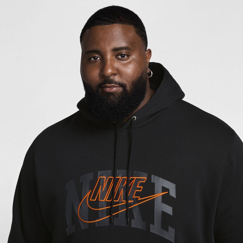 Nike Club Fleece, Negro/Naranja de seguridad, hi-res