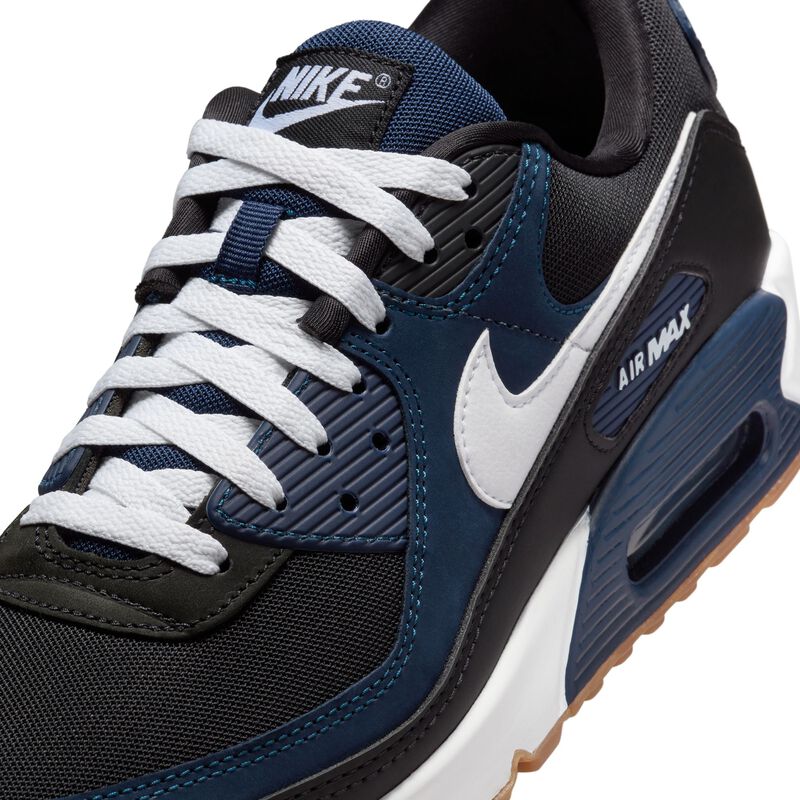 Nike Air Max 90, Azul Marino Medianoche/Blanco-Negro-Goma Marrón Medio, hi-res