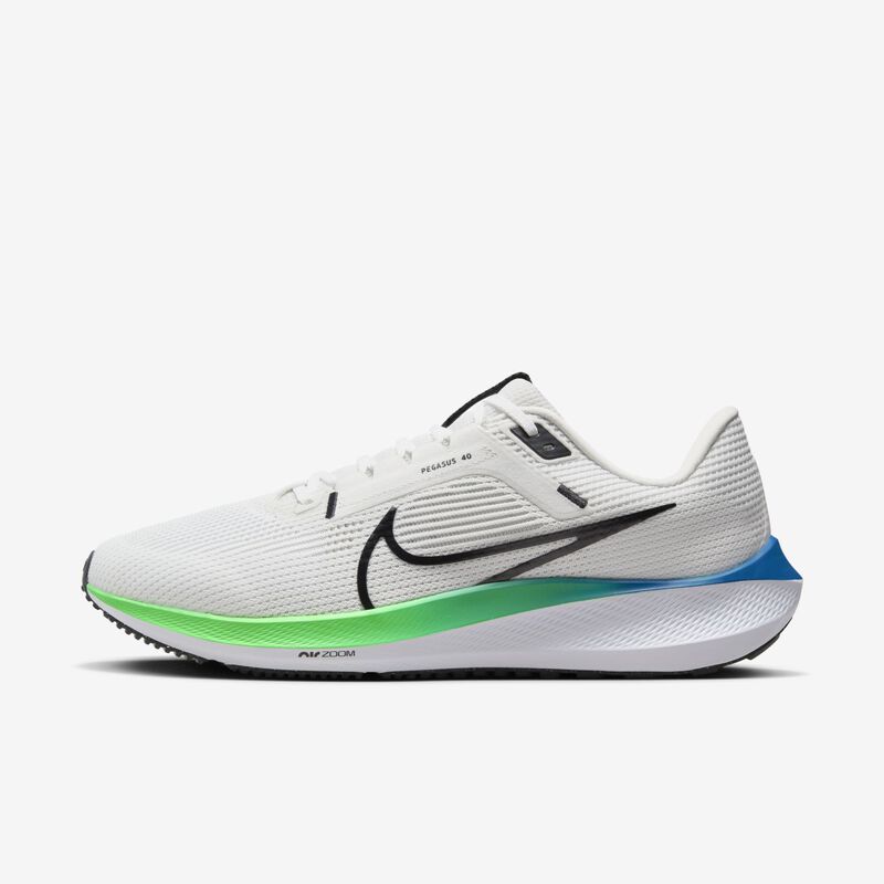 Nike Pegasus 40, Tinte Platino/Blanco/Impacto Verde/Negro, hi-res
