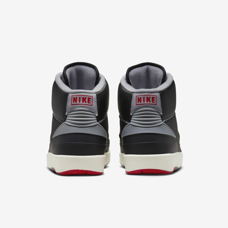 Air Jordan 2 Retro, Negro/Gris cemento-Rojo fuego-Vela, hi-res