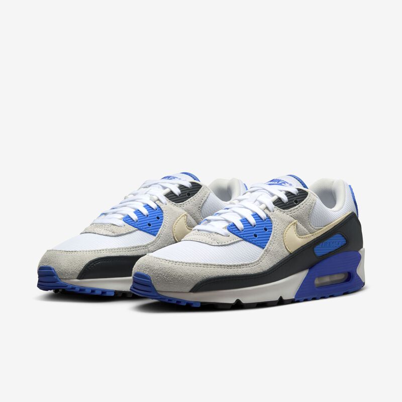 Nike Air Max 90 Premium, Blanco/Azul Carrera/Negro/Caqui, hi-res