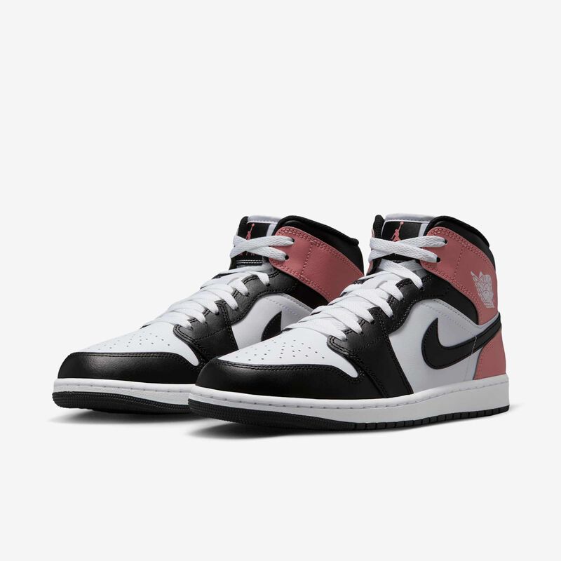 Air Jordan 1 Mid, Blanco/Rosa Óxido/Negro, hi-res