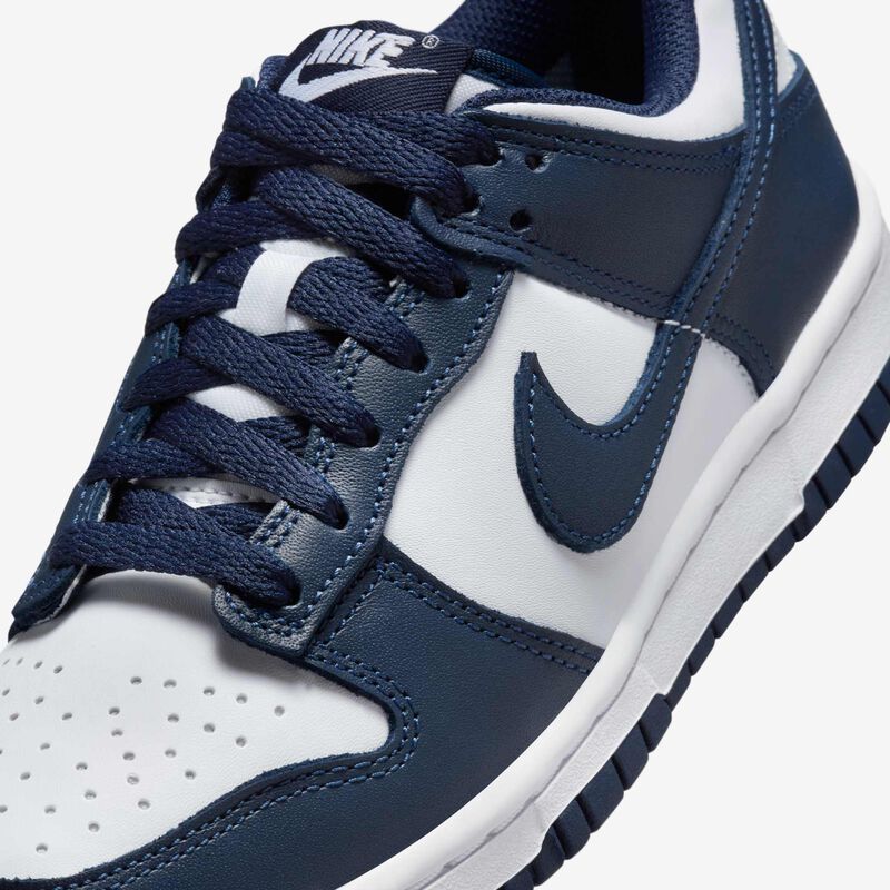 Nike Dunk Low, Blanco/Blanco/Azul Marino Medianoche, hi-res