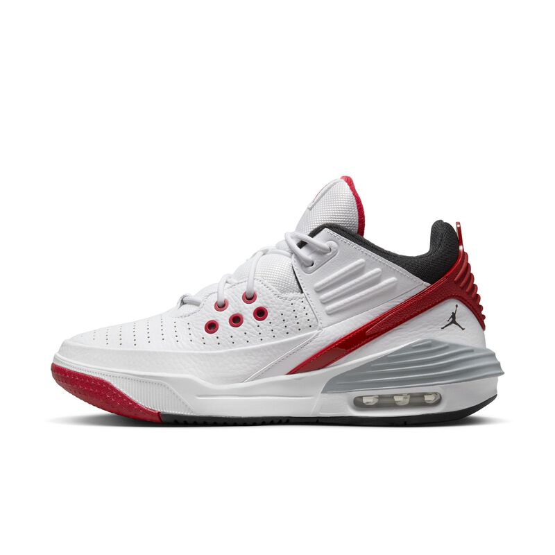 Jordan Max Aura 5, Blanco/Rojo universitario/Gris lobo/Negro, hi-res