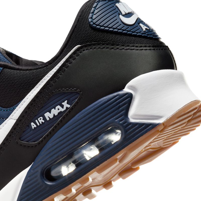 Nike Air Max 90, Azul Marino Medianoche/Blanco-Negro-Goma Marrón Medio, hi-res
