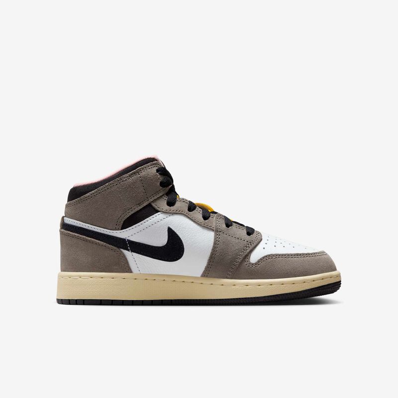 Air Jordan 1 Mid SE, Blanco/Gris Aceite-Piedra De Cueva-Azufre Oscuro, hi-res