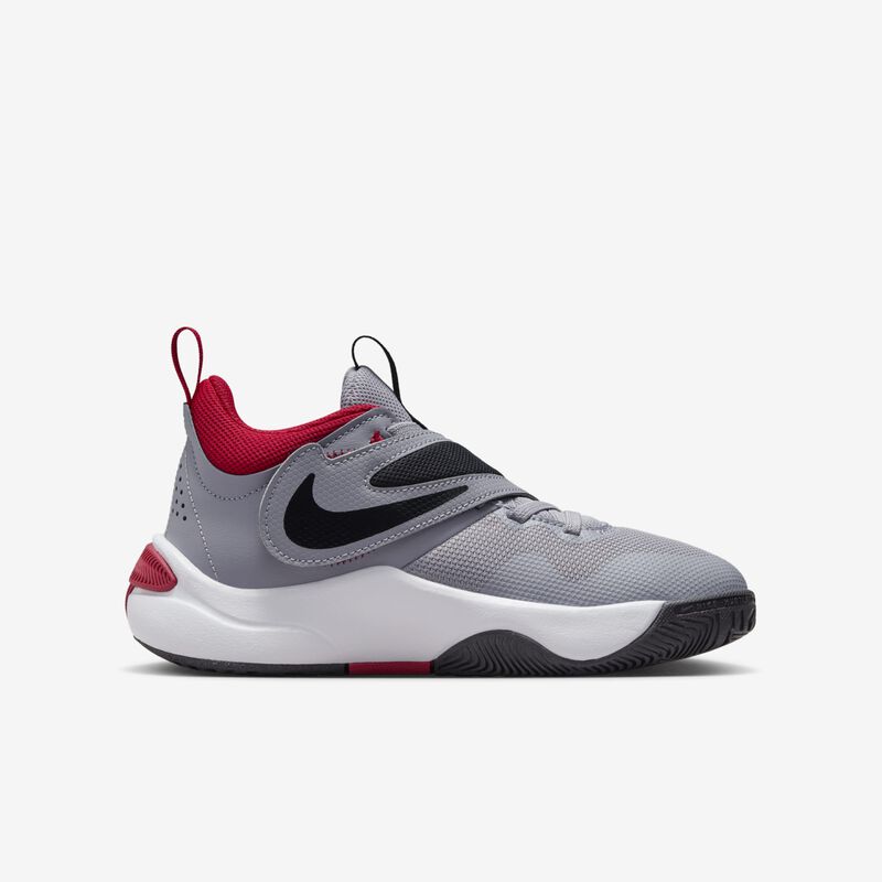 Nike Team Hustle D 11, Gris Cemento/Rojo Gimnasio-Negro-Blanco, hi-res