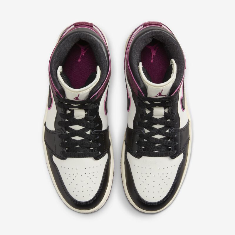 Air Jordan 1 Mid SE, Vela/Negro-Rosa Activo-Bordeos, hi-res