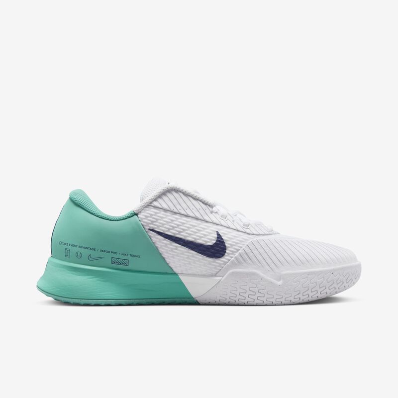 NikeCourt Air Zoom Vapor Pro 2, Blanco/Verde intenso/Verde azulado lavado/Azul marino medianoche, hi-res