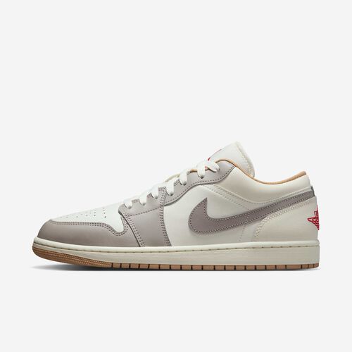 Air Jordan 1 Low, Vela/Gris Universitario/Cáñamo/Rojo Fuego, hi-res