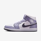 Air Jordan 1 Mid, Blanco/Índigo Neblina/Gris Azul Oscuro, hi-res