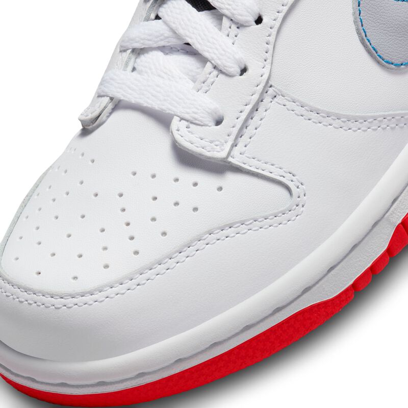 Nike Dunk Low, Blanco/Carmesí claro/Azul foto claro/Gris lobo, hi-res