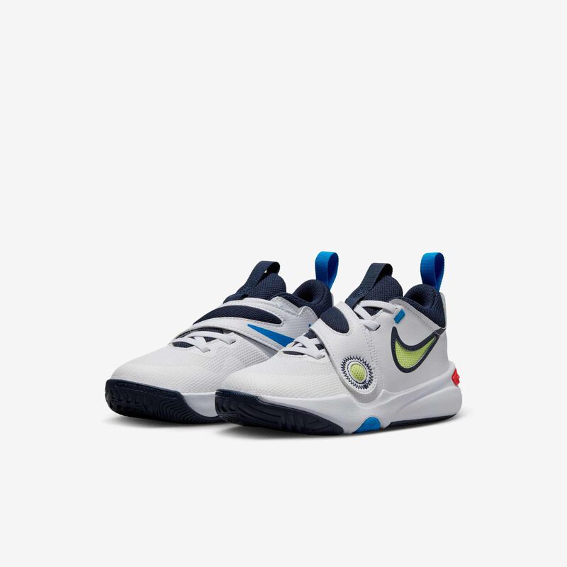 Nike Team Hustle D 11, Blanco/Carmesí Brillante/Azul Foto/Toque De Limón Claro, hi-res