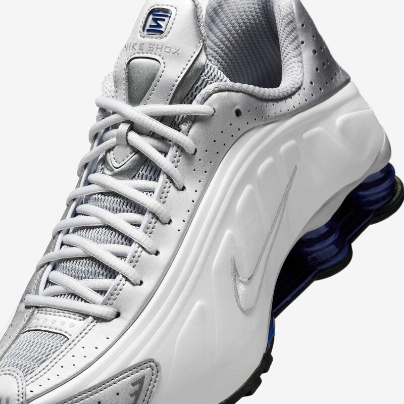 Nike Shox R4, Blanco/Blanco-Mtlc Plata-Azul Real Profundo-Negro, hi-res