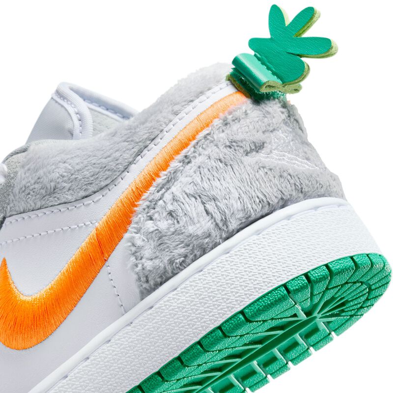 Air Jordan 1 Low SE, Gris humo claro/Blanco/Verde estadio/Naranja total, hi-res
