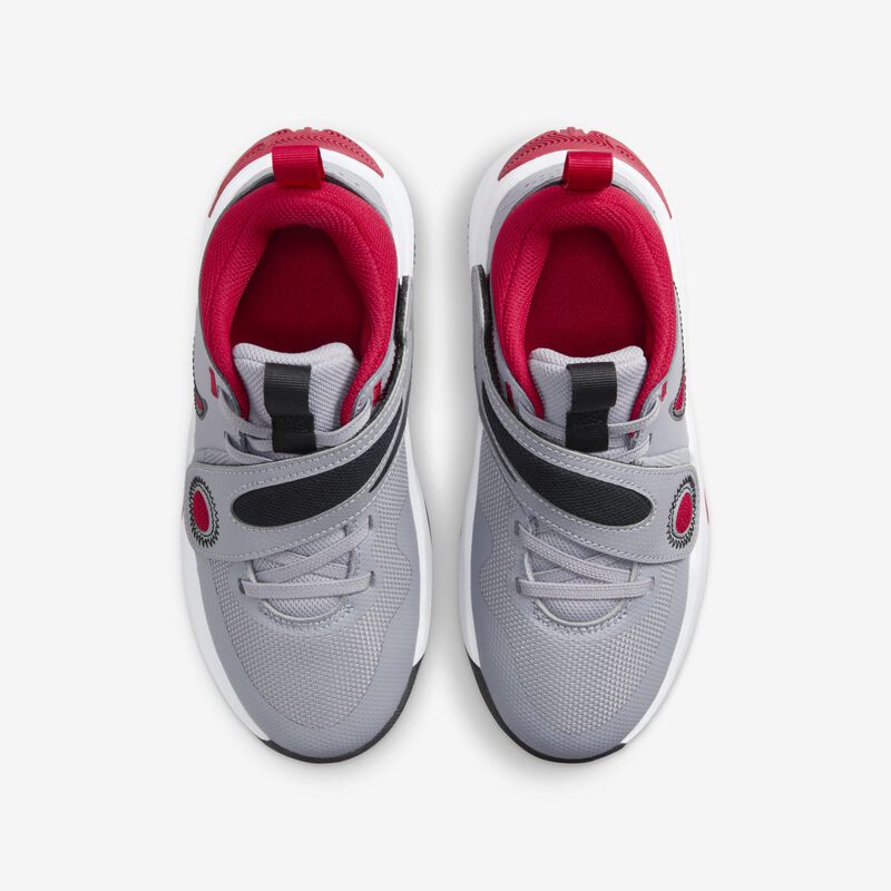 Nike Team Hustle D 11, Gris Cemento/Rojo Gimnasio-Negro-Blanco, hi-res