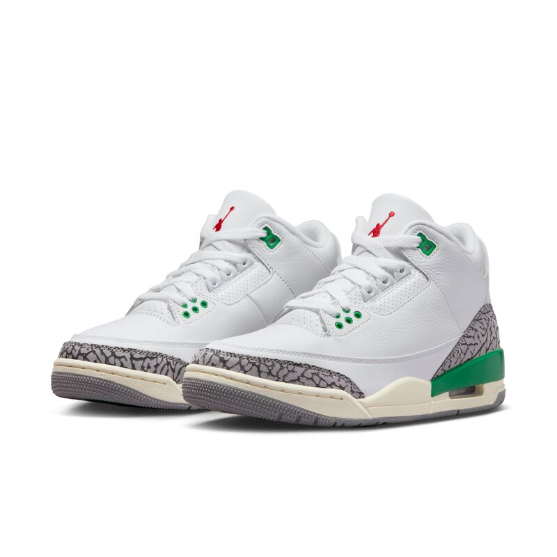 Air Jordan 3 Retro, Blanco/Verde suerte/Gris cemento/Rojo Varsity, hi-res