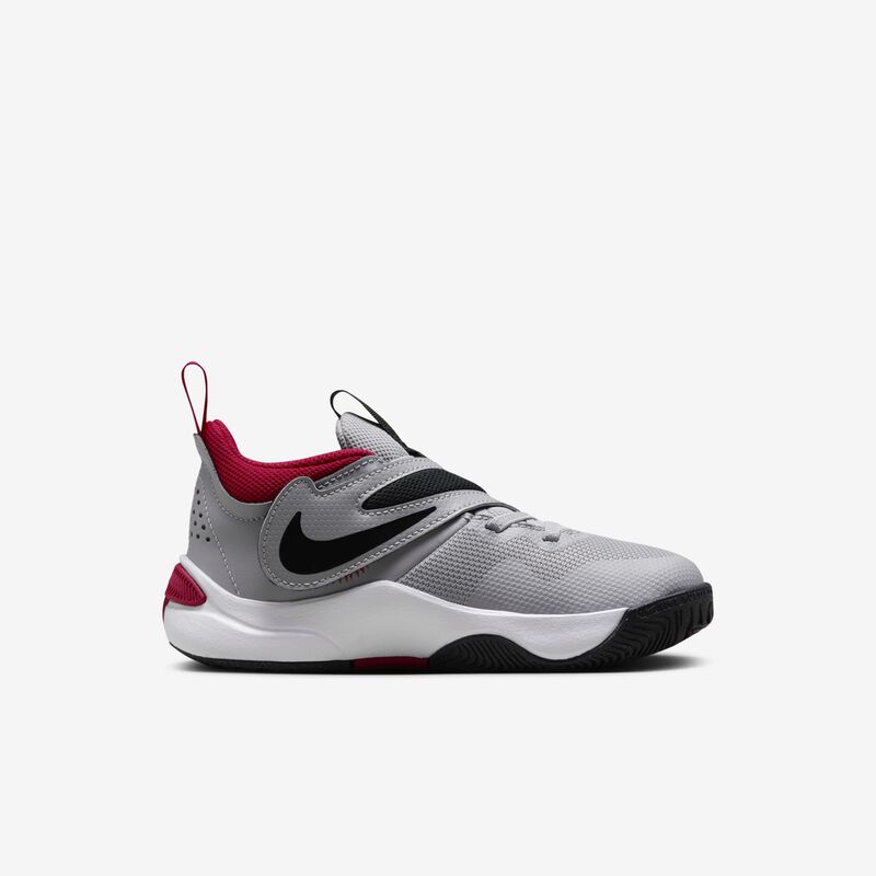 Nike Team Hustle D 11, Gris Cemento/Rojo Gimnasio-Negro-Blanco, hi-res