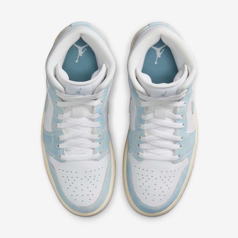 Air Jordan 1 Mid SE, Blanco/Vela/Marrón claro goma/Azul gastado, hi-res